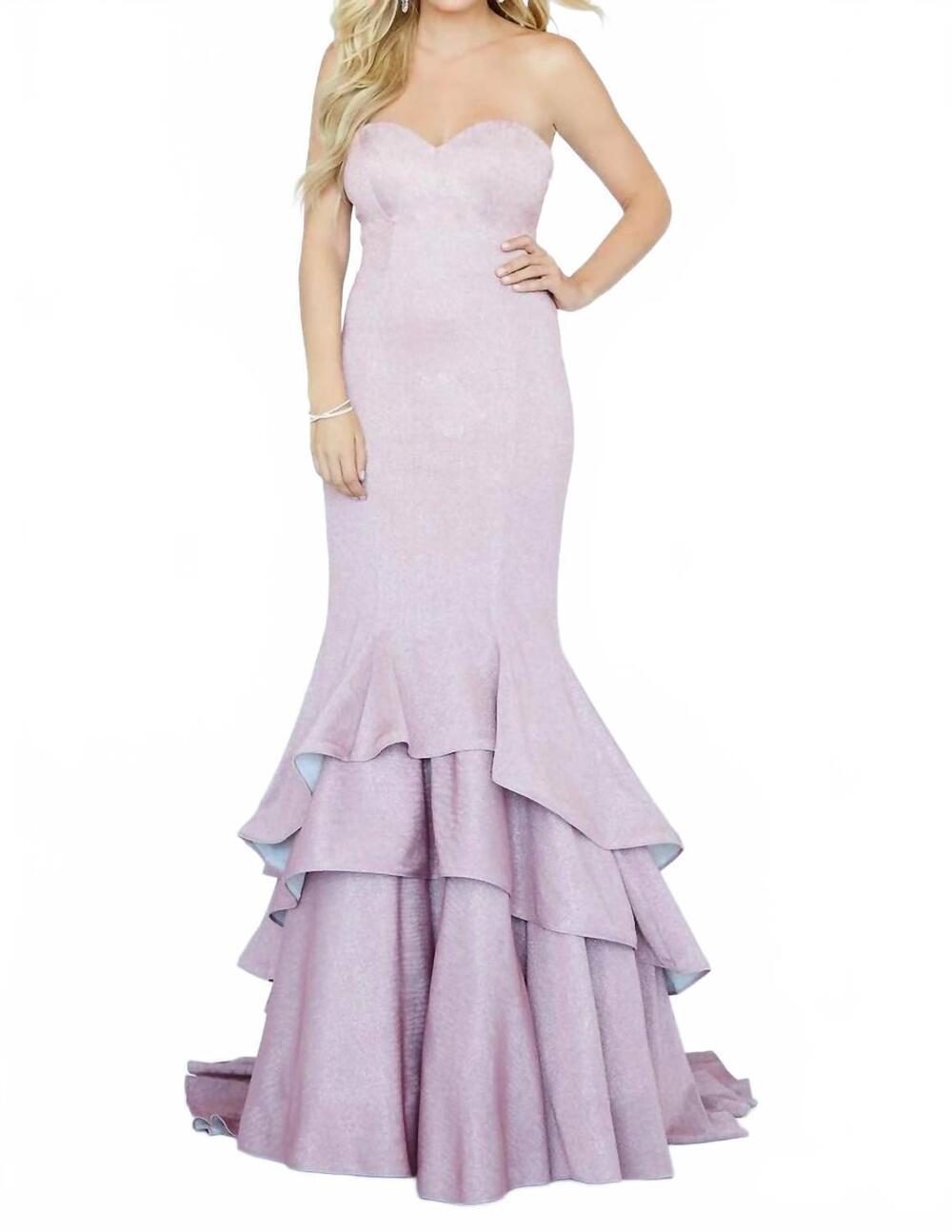 NEW JOSH & JAZZ sweetheart glitter jersey prom dress in mauve